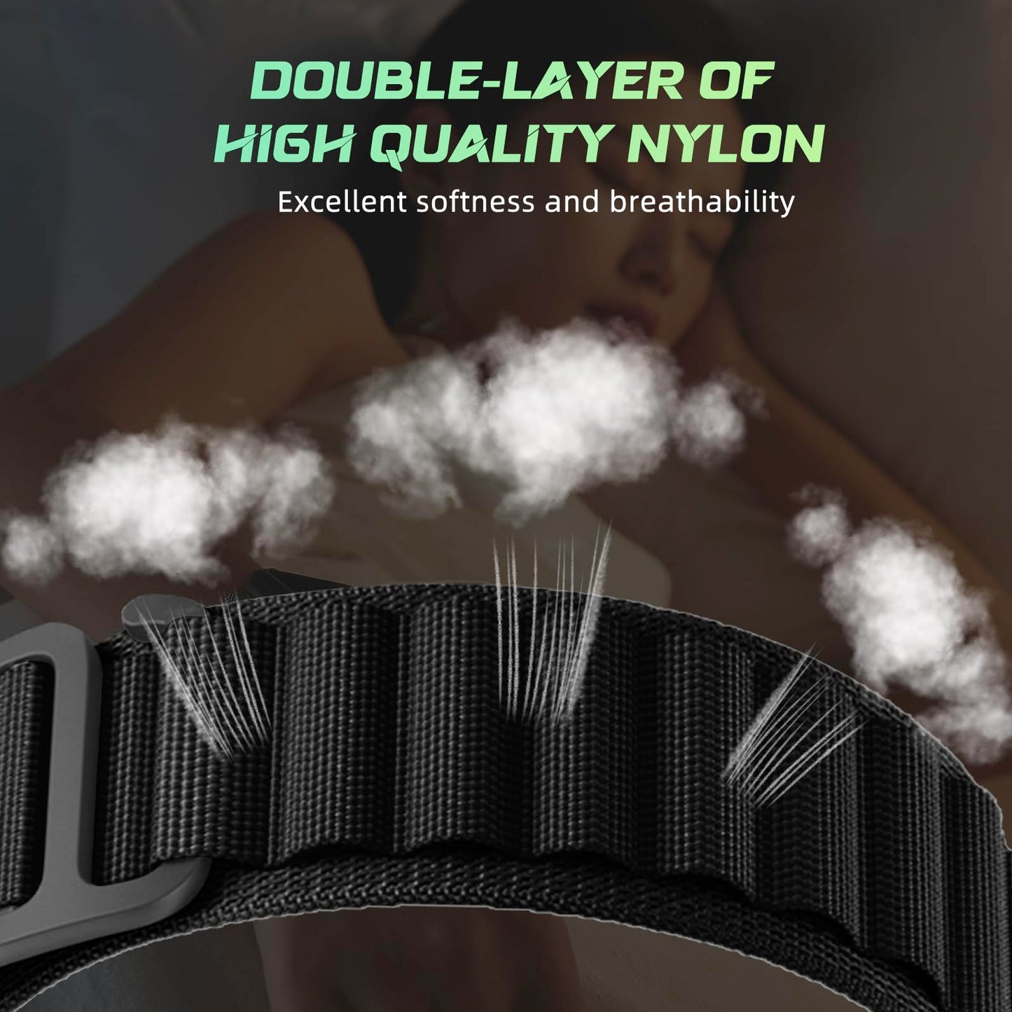 RoYiio Nylon Sport Band for Garmin Fēnix/Epix/Quatix/MARQ Series/Descent Series/D2 Series/Enduro/Tactix, Comfortable Breathable, Tough Replacement Strap with G-hook for QuickFit 22 mm - Black
