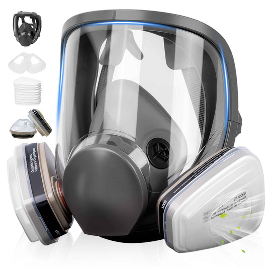 Yaludm Full Face Respirator Mask with Filter, Reusable Mask Respirators with 6001 Activated Carbon Filter, Gas Masks for Painting, Dust, Welding, Cutting, Woodworking, Chemical, Organic Vapor
