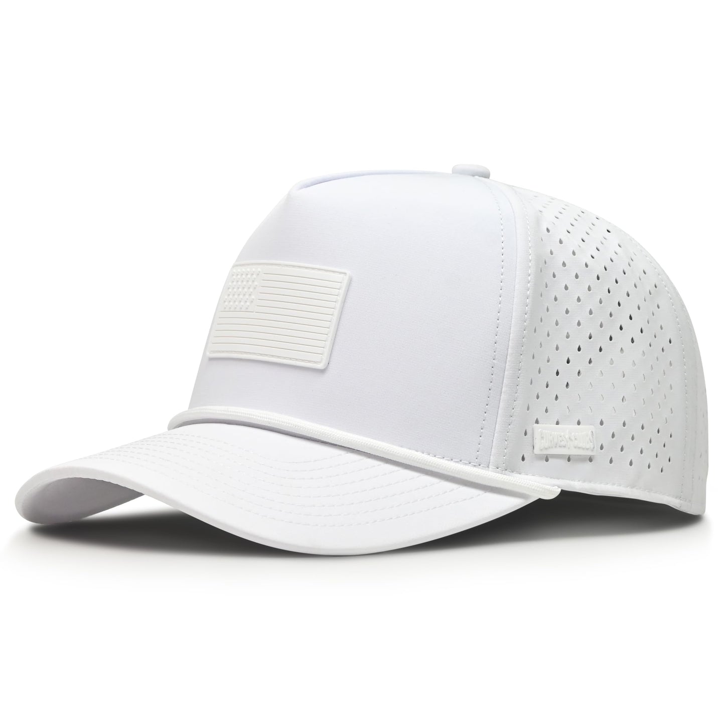Curves & Clubs USA Golf Rope Hat – American Flag Golf Cap, Performance Hat – Adjustable, Breathable (US, Numeric, 0, Whiteout)