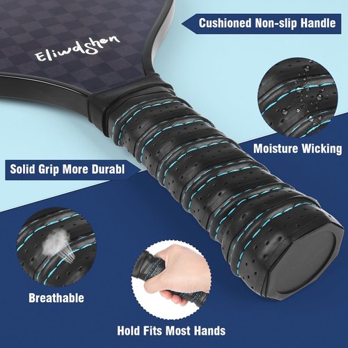 Eliwdshen Pickleball Paddles-Set of 4 Rackets with 4 pickleballs and Bag |Racket Meets USAPA Standards| Durable Design | Pickleball Racket Set for Men, Women and Children (Black)