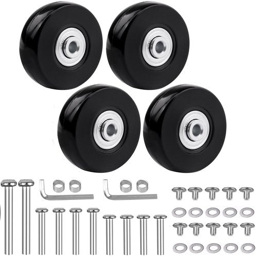 LSTOPGO 50mm x 18mm Luggage Suitcase Replacement Wheels, Rubber Swivel Caster Bearings Repair Kit - Set of 4 with 608ZZ Inline Skate Replacement Wheels & 3 Axles