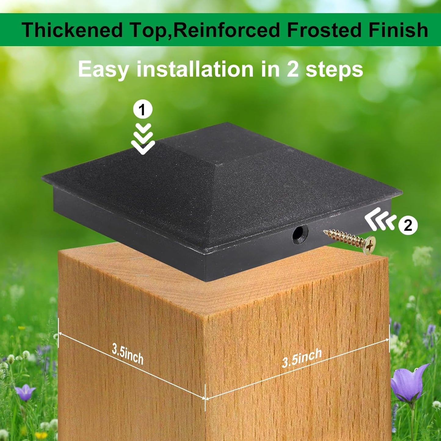 4x4 (3.5inx3.5in) Fence Post Caps, Deck Post Plastic Caps with Screws, Keep Post from Cracking and Rotting, for Outdoor Post Caps Cover, Fence Wood Post, Decking, Corridors, Waterproof (12 Pack)