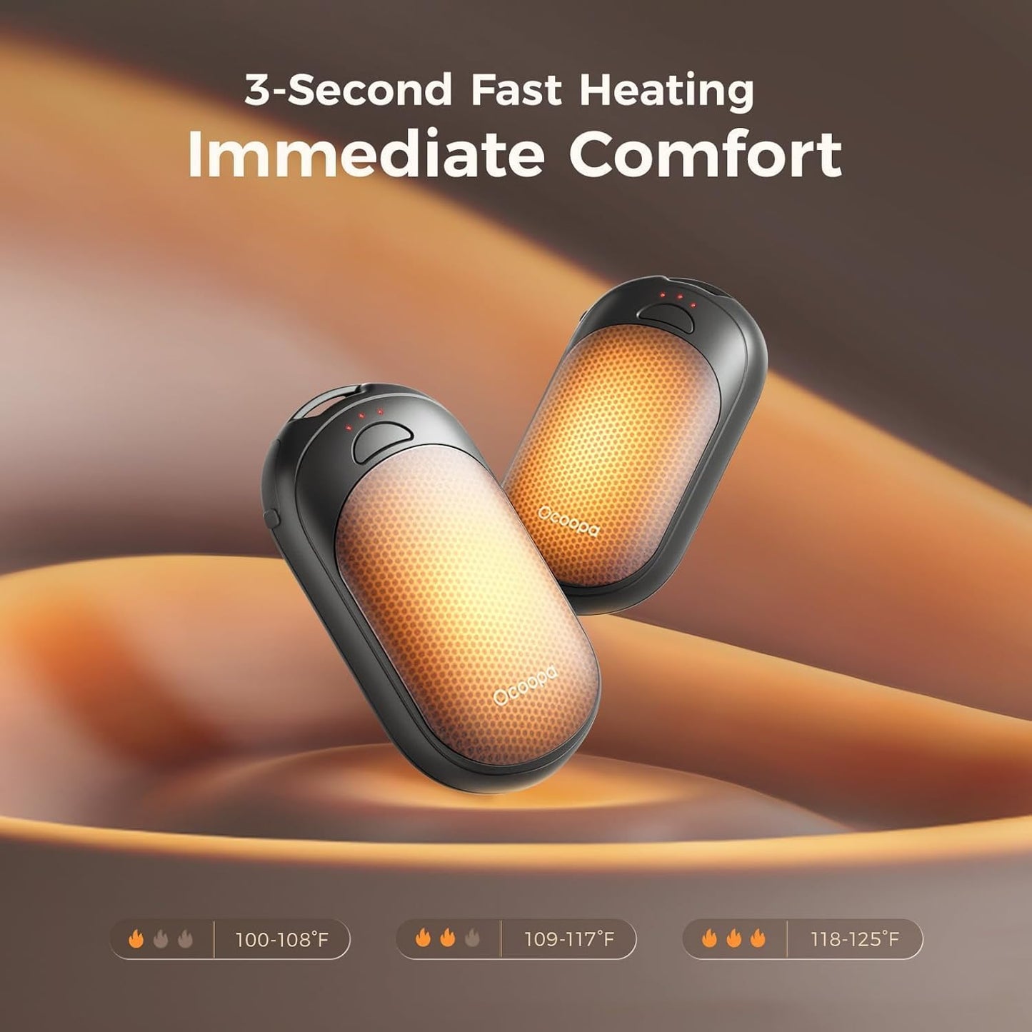 OCOOPA Rechargeable Magnetic Hand Warmers - 2 Pack with 3 Heat Settings | Pocket-Sized, Lasts Up to 8 Hours, Ideal for Outdoors