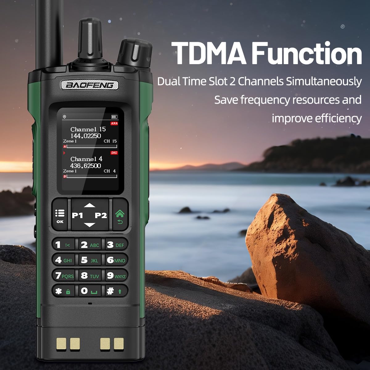 BAOFENG Radio DM32 DMR Radio Ham Radio Handheld Long Range Walkie Talkies Rechargeable 2500/3800mAh Battery GPS DM-32UV Digital Emergency NOAA Weather 5RM Tactical Radio for Survival Gear Hunting