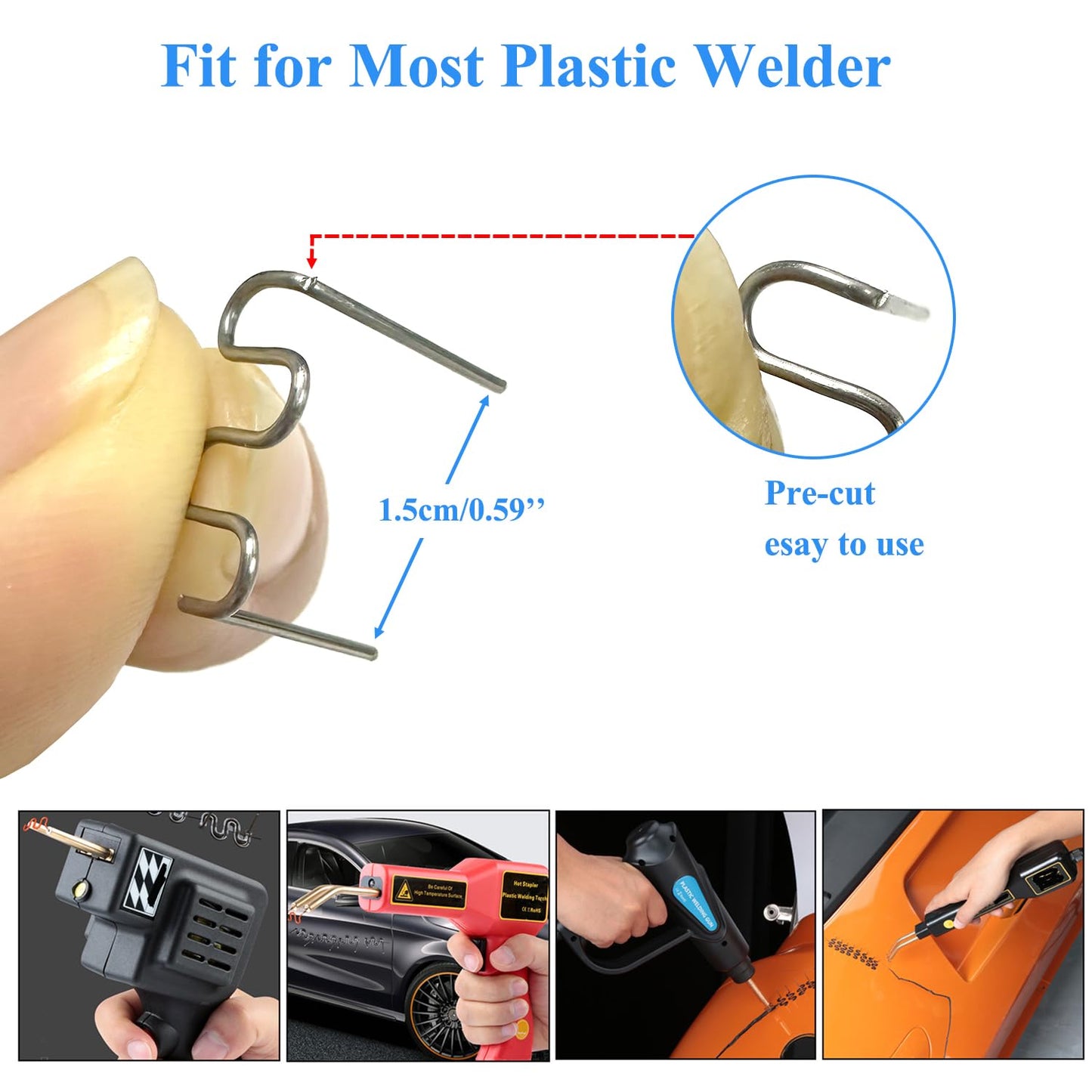 1000pcs 0.8mm Wave Hot Staples Welding Rods Supplies for Plastic Welder Gun to Fix Repair Car Bumpers, Plastic Cracks