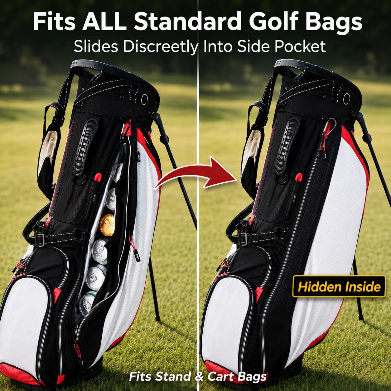 6ixPack Golf Golf Cooler Bag with 2 Ice Packs – Best-Rated Insulated Beer Sleeve Holds 6 Cans or 2 Wine Bottles, Keeps Drinks Cold 6–8 Hours, Fits Most Golf Bags – Accessories for Men