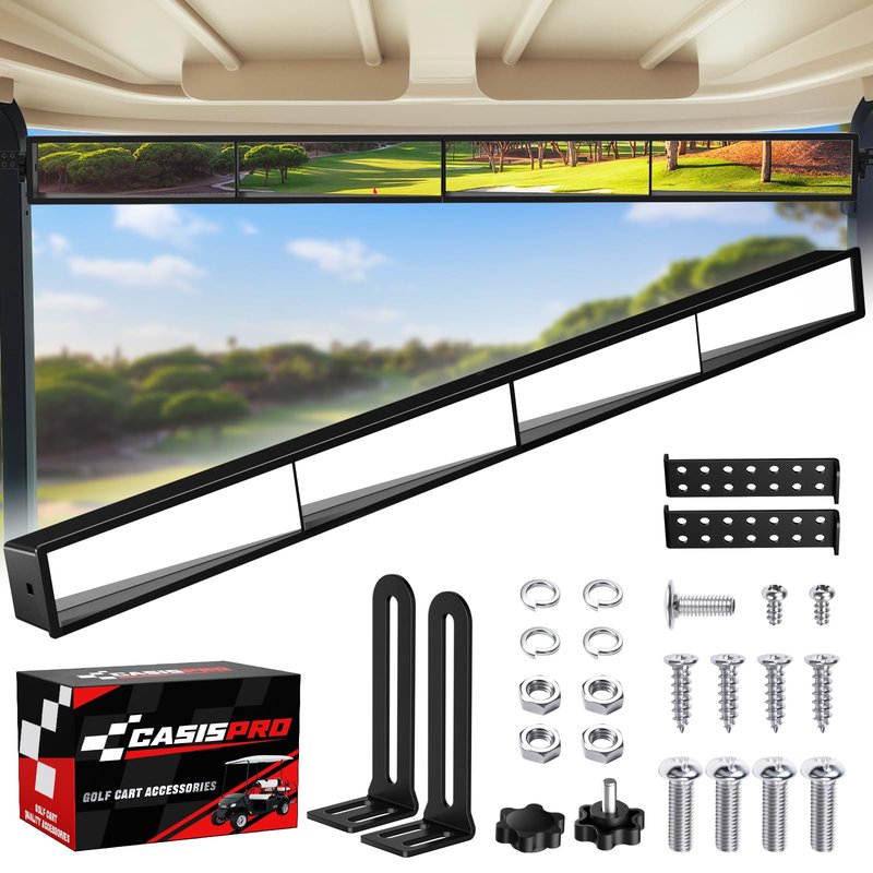 Universal Golf Cart 4 Panel Rear View Mirror for EZGO Yamaha Club Car, Wide Angle Golf Cart Mirrors, No Blind Spots
