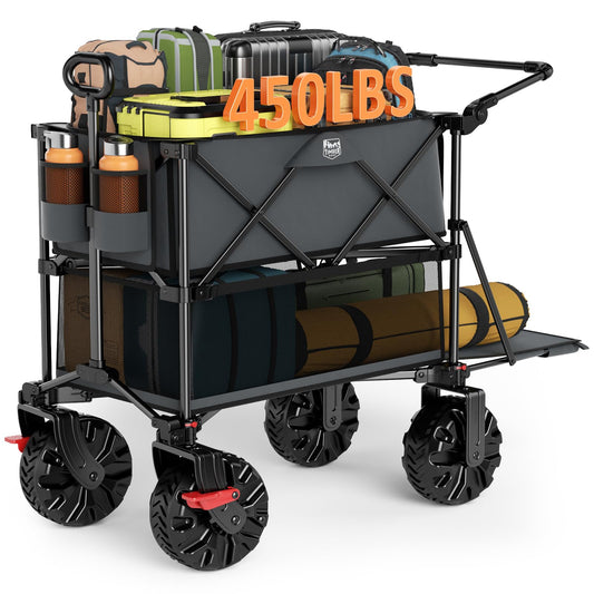 TIMBER RIDGE Push & Pull Double Decker Wagon, 400L Capacity & 450lb Load