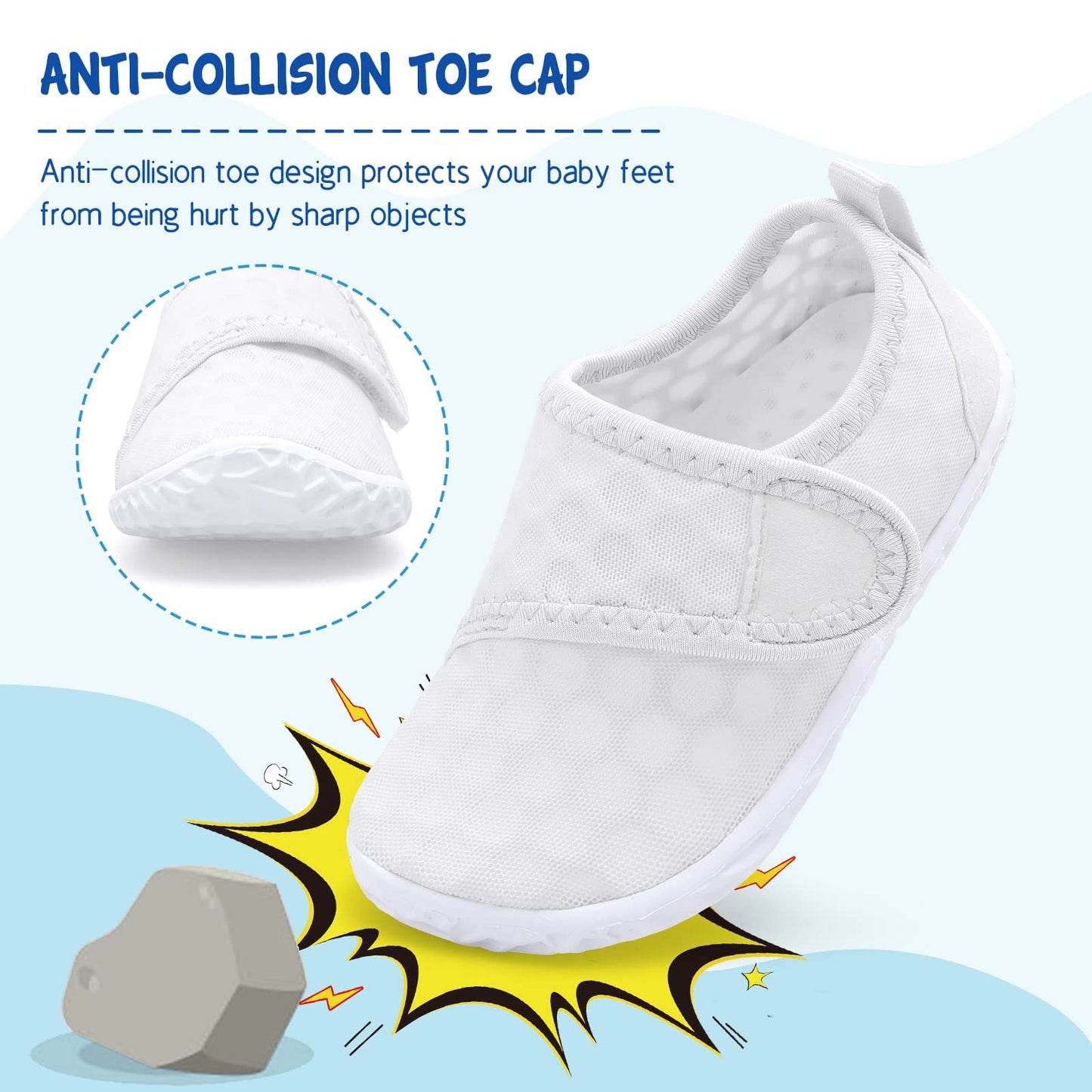 LeIsfIt Kids Water Shoes Toddler Girls Boys Swim Shoes Outdoor Quick-Dry Breathable Aqua Socks for Beach Pool Surf, White, 12 Little Kid