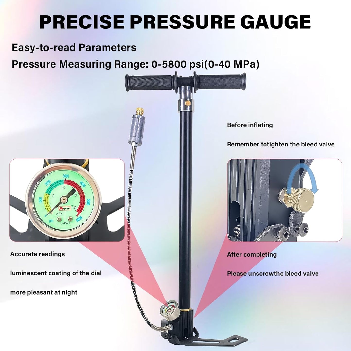 PCP Air Pump - High Pressure 4500 PSI Hand Pump for Airguns | 4 Stage 30 MPA Filling System