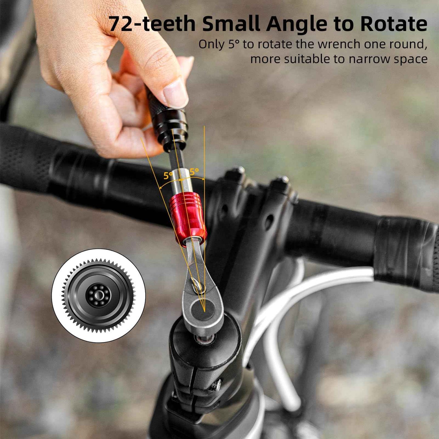 ROCKBROS 1/4-Inch Ratchet Socket Wrench Set, 2.5-8mm Allen Hex Wrench for Bike Maintenance Including Allen&Torx Sockets Set for Road and Mountain Bikes