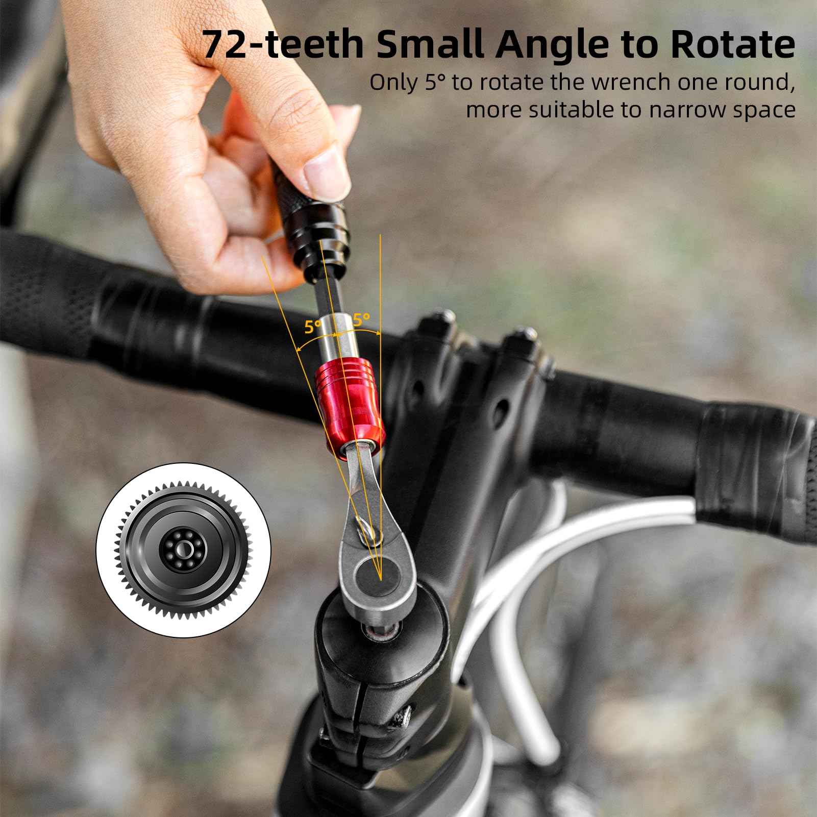 ROCKBROS 1/4-Inch Ratchet Socket Wrench Set, 2.5-8mm Allen Hex Wrench for Bike Maintenance Including Allen&Torx Sockets Set for Road and Mountain Bikes