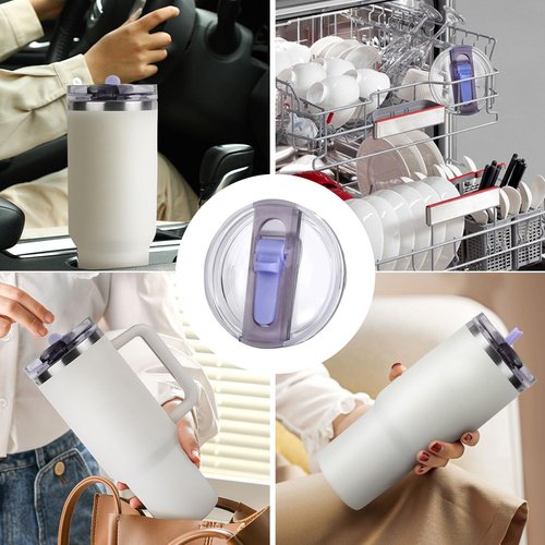 40 oz Tumbler Lid Replacement for Stanley,Flip Straw Lid Leak Proof fit for stanley H2.0 Quencher with Straws and Cleaning Brush