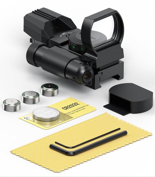 Feyachi Reflex Sight - 4 Reticle Red & Green Dot Sight Optics with Red Laser Sight Less Than 5mW Output for Picatinny Rails