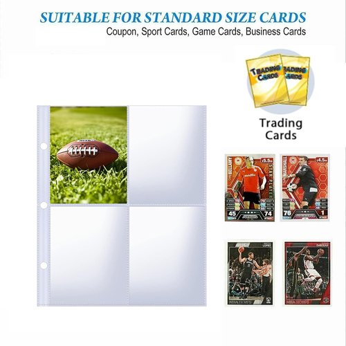 50PCS Card Sleeves by [Brand Name] - Clear Trading Card Pages with 4 Pockets for Sports & Game Cards