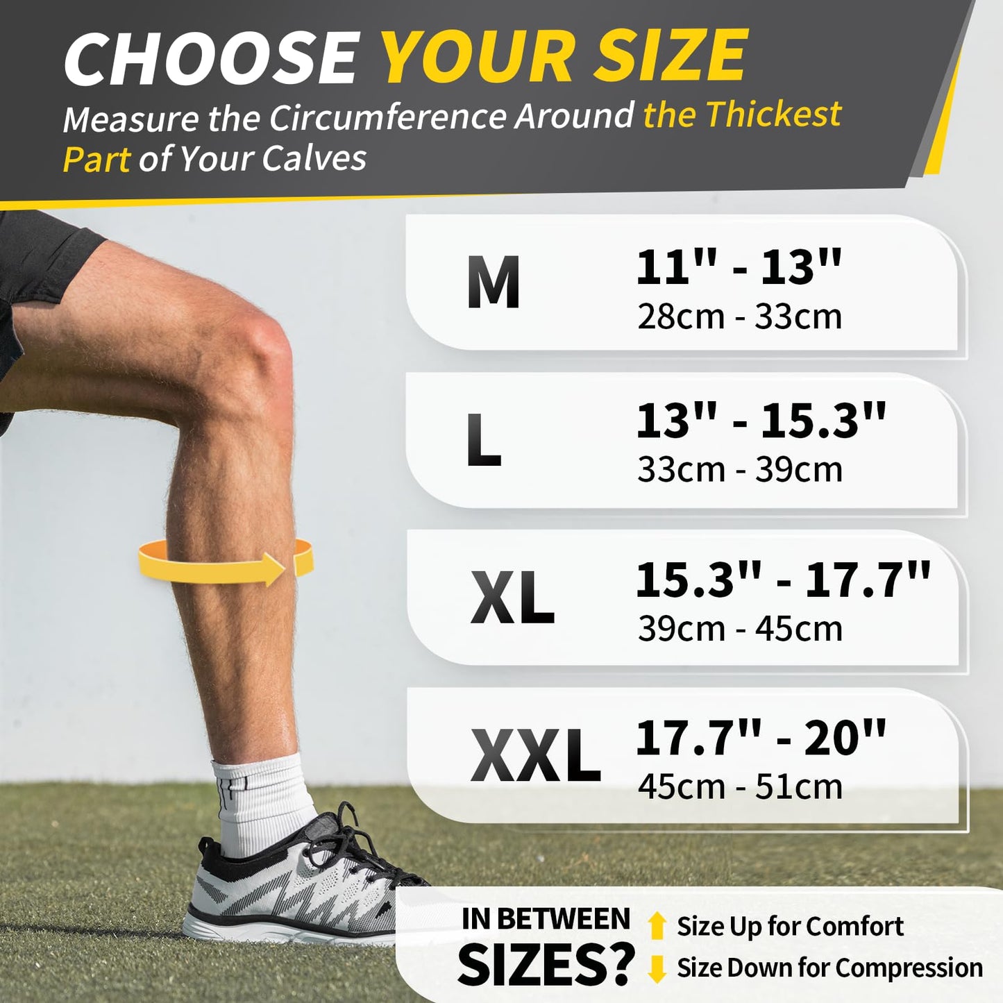 CAMBIVO Calf Compression Sleeves with EVA Pads for Shin Splints, Shin Guards for Men & Women, Leg Brace Support for Running (Pure Black, Large)