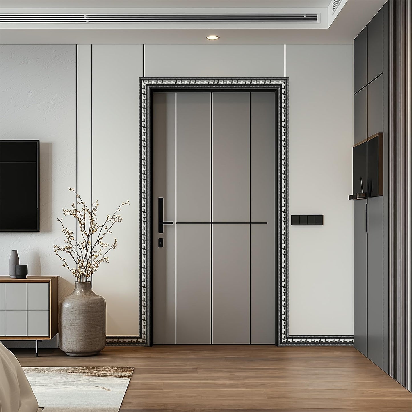 WAPANE 3D Wallpaper Border Peel and Stick 5.1" x 196.8" Self Adhesive Removable Waterproof and Oilproof Wall Border Baseboard for Living Room Bedroom Bathroom Mirror Ceiling Decorative Line, Black