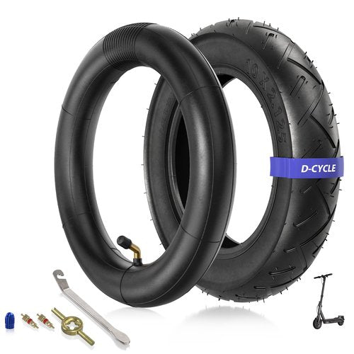 Heavy Duty 10x2.125/10 x 2 Tire and Inner Tube with Bent Valve Stem for Smart Electric Balance Scooter Bike, Stroller, Bicycle, Tricycle 10" inch Unicycle