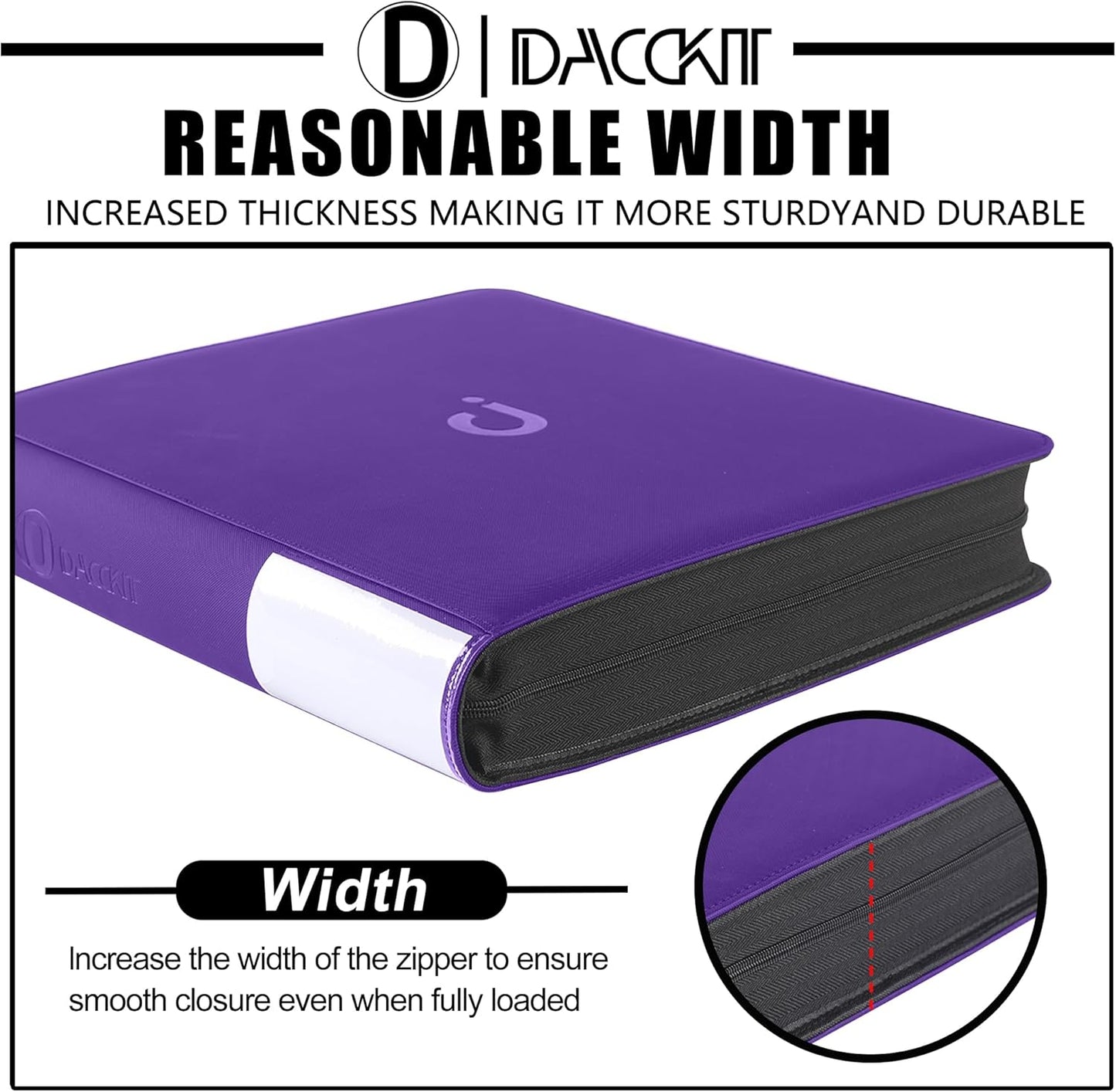 Premium Card Binder - 12 Pocket Design Fits 1200 Cards | 3X4 Ringless with Sleeves in Classic Purple
