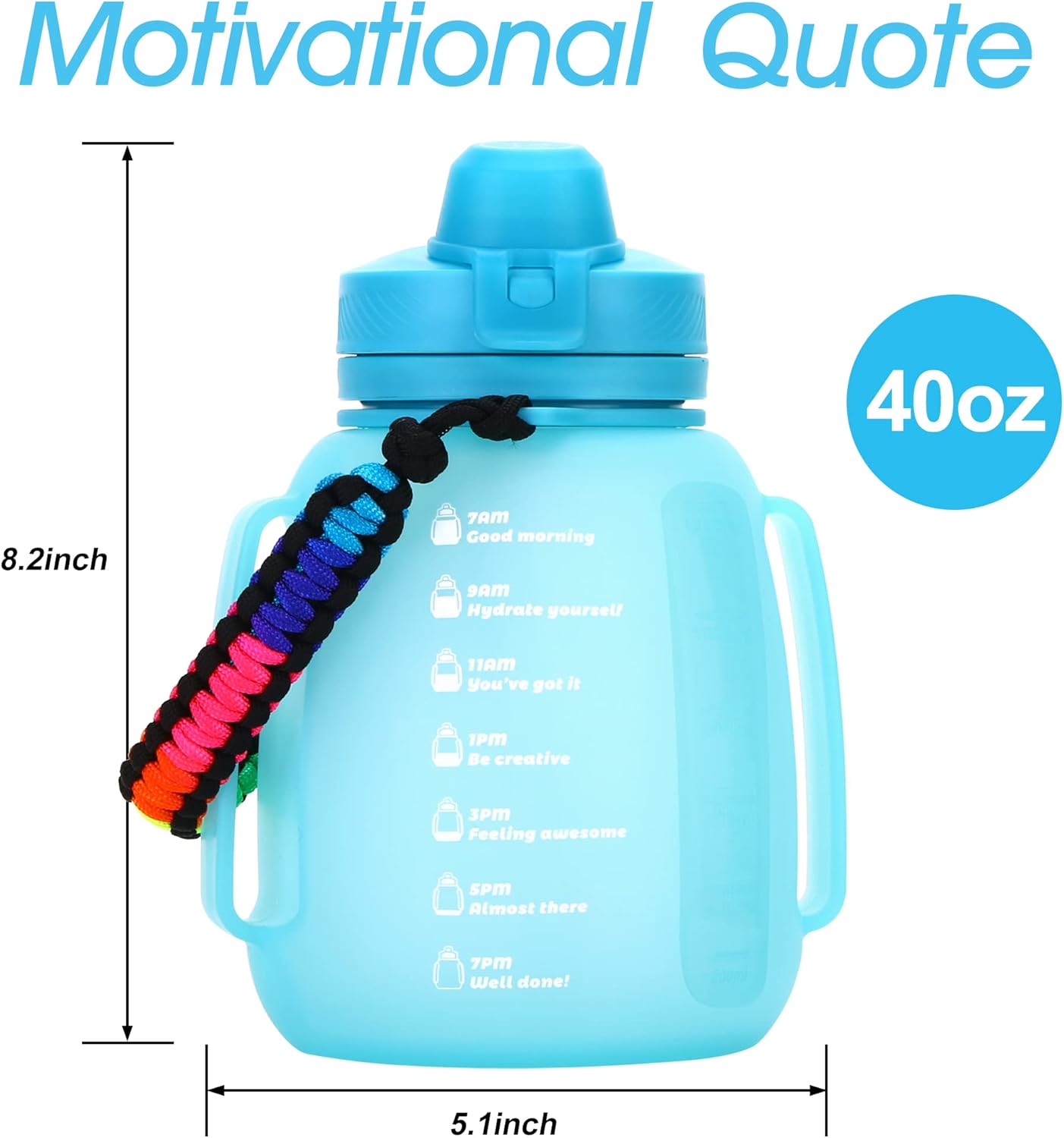 TakeToday Collapsible Water Bottle - 40 OZ Motivational Jug with Straw | Leakproof Silicone for Yoga & Camping