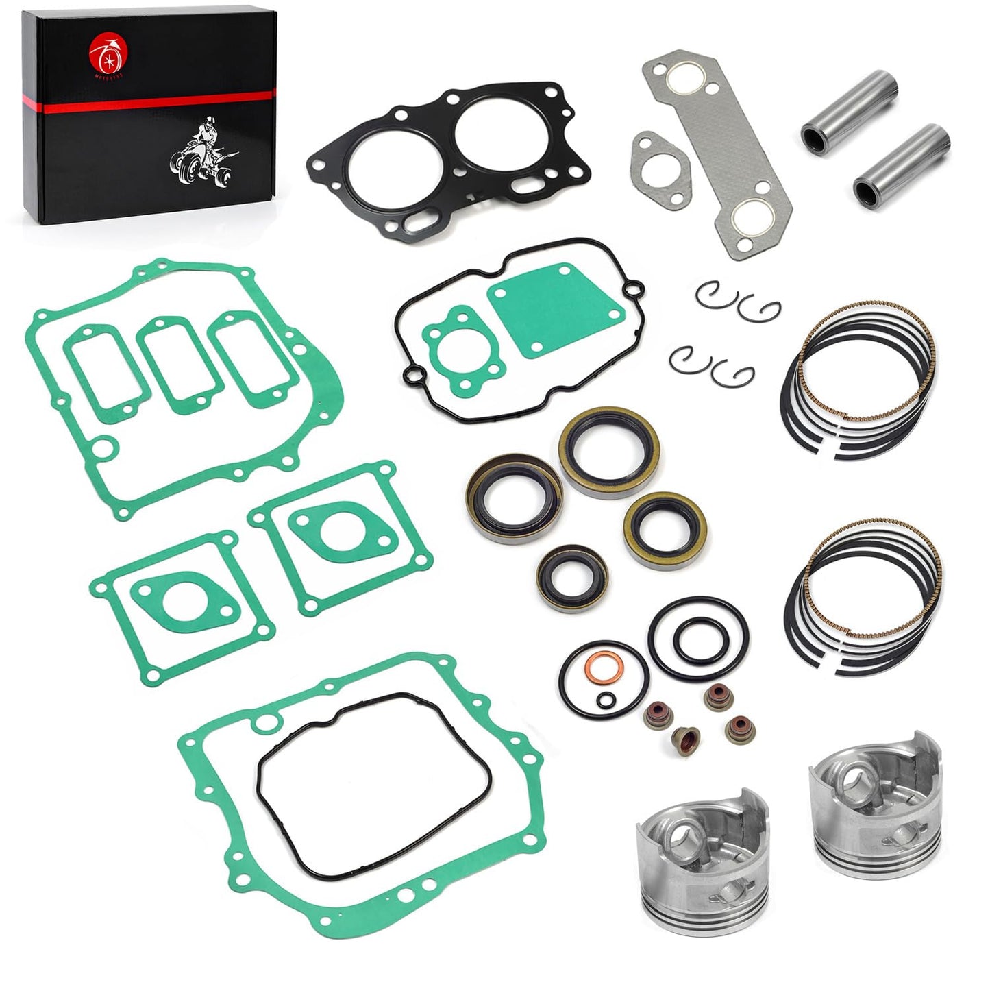 Piston & Ring Oversize Bore 0.25mm & Gasket Seal Rebuild Kit Compatible with EZGO 4 Cycle Gas Golf Cart Fuji Robin 295cc EH29C Engine 1991-2008