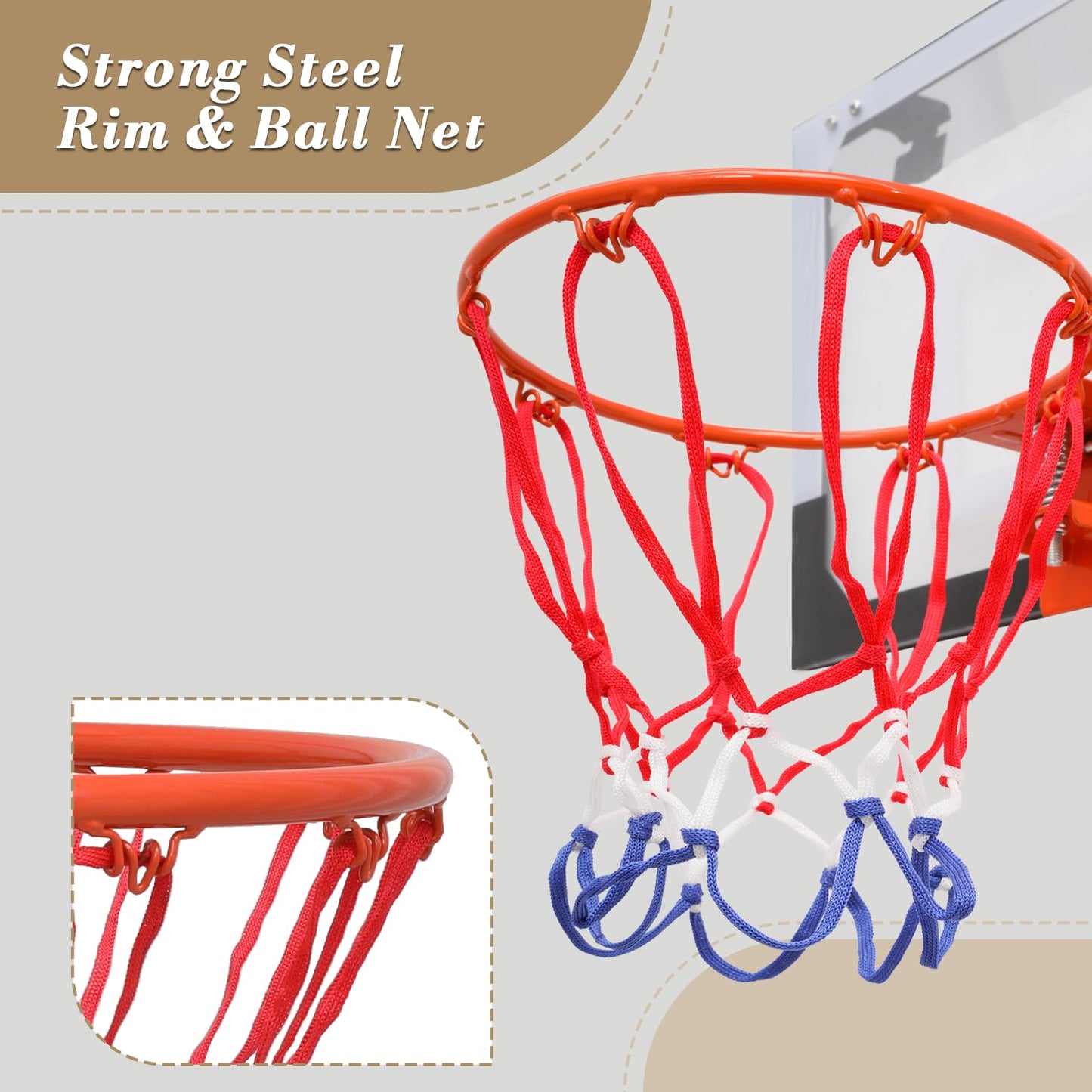 Athena Collection Mini Basketball Hoop Indoor, Over The Door Small Basketball Hoop Backboard with 1 Balls and Pump for Youth and Adults Great for Home Office Dorm Gifts, White