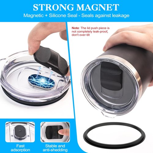 2 Pack 20 Oz Replacement Tumbler Lids and 2 Magnetic Sliders for Yeti Lid, Compatible with YETI Rambler