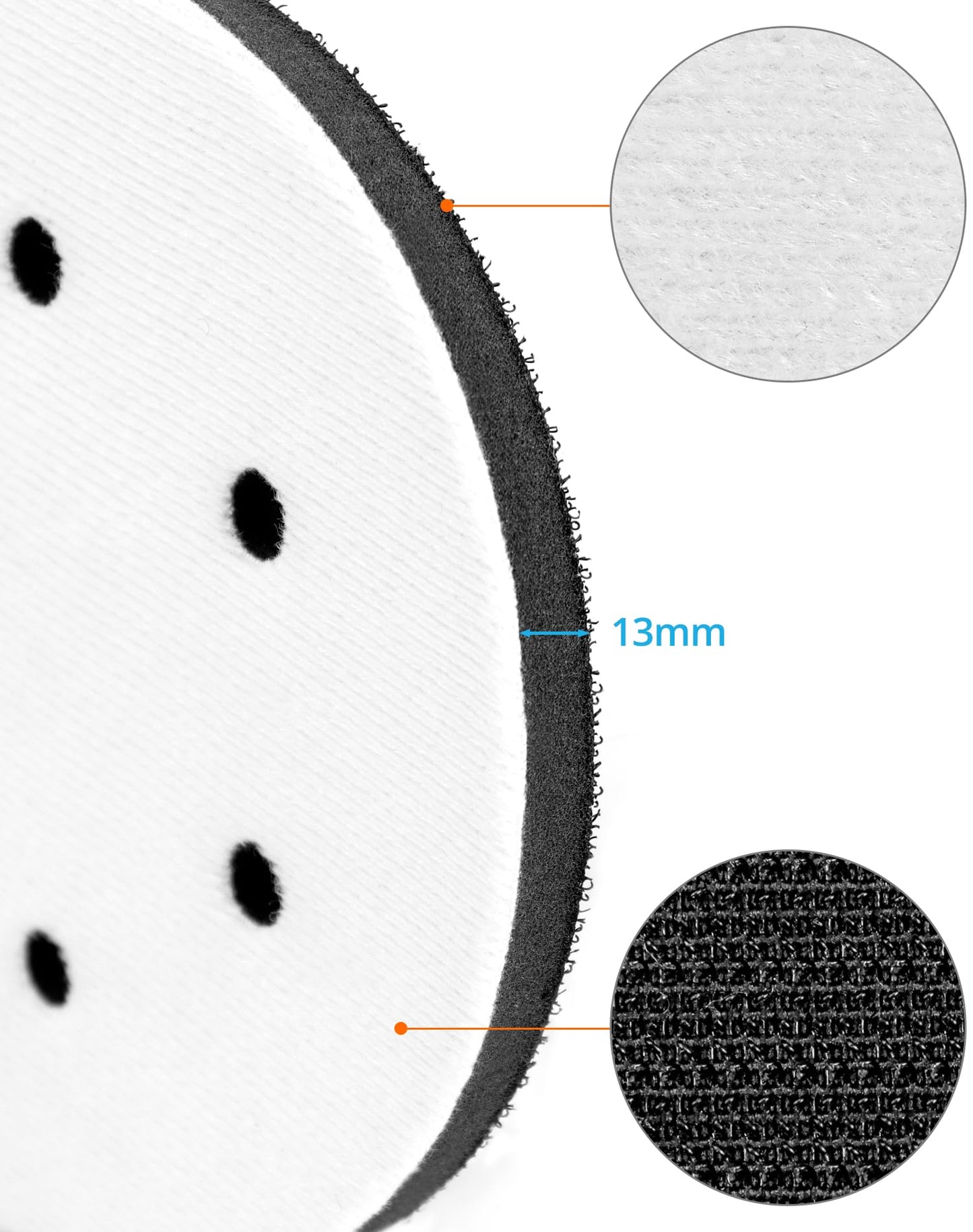 QWORK 6-Inch Hook and Loop Sanding Pad Interface, Durable Sponge Construction, 5 Pack - Compatible with Random Orbital Sanders, Ideal for Metal, Wood, Ceramics, Glass, Automotive, and Marine Polishing