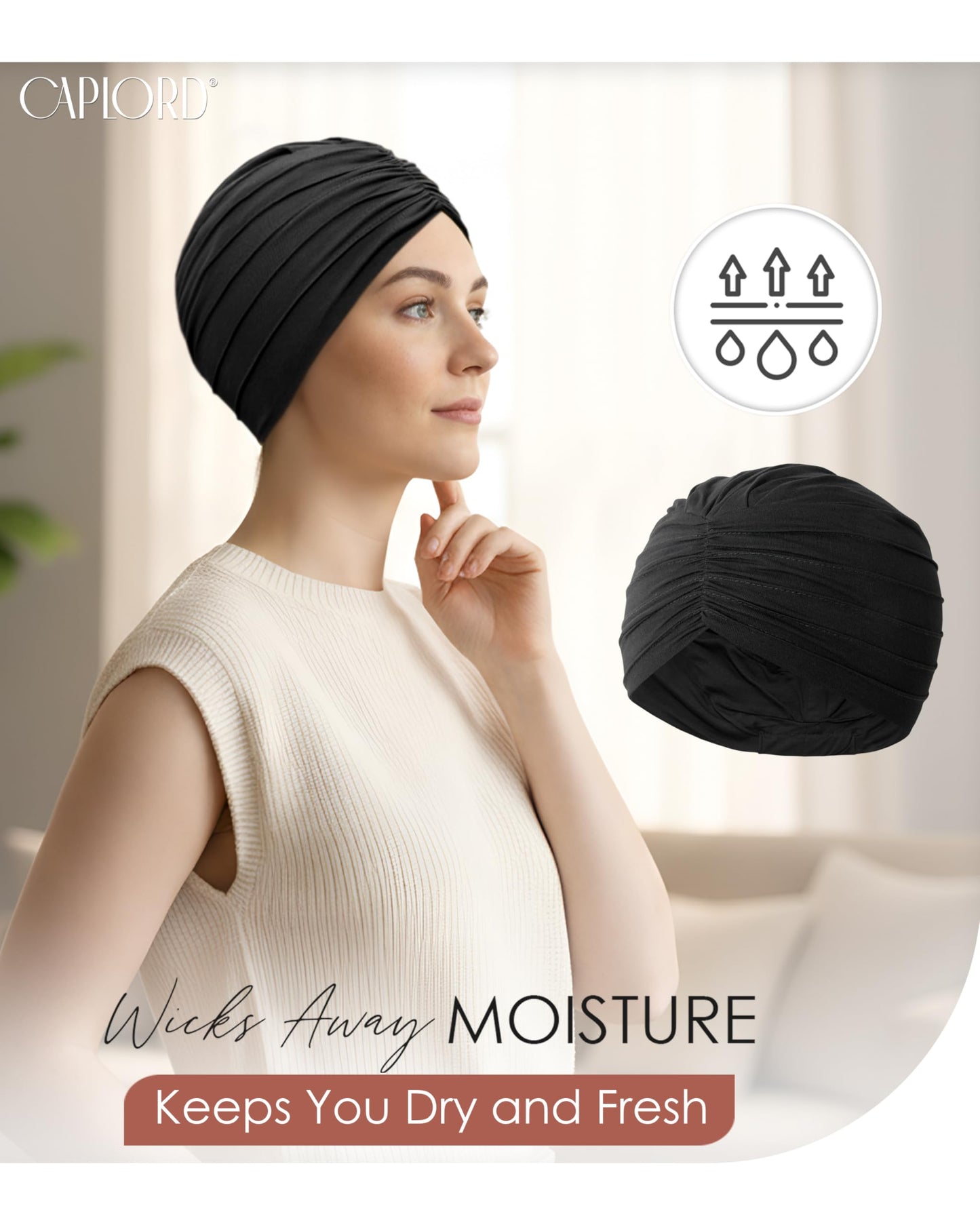 CAPLORD Elegant Head Scarf for Women with Cancer - Soft Chemo Headwear, Turban Hats, Head Coverings & Caps - Breathable Bamboo Head Wraps for Chemo Patients - Stylish Hair Loss Solution