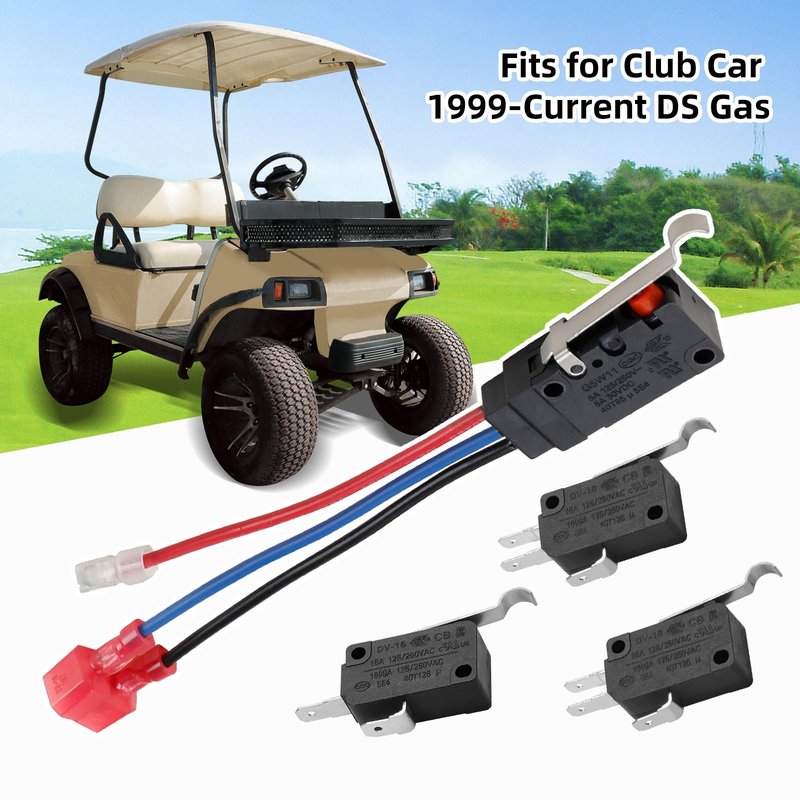 Roykaw Golf Cart Micro Switch Kit for Club Car DS/Precedent 1999+, Forward Reverse with Wires, 2/3 Pong, Reverse Warning Limit, 4PCS, OEM# 101979101, 1014807, 1014808