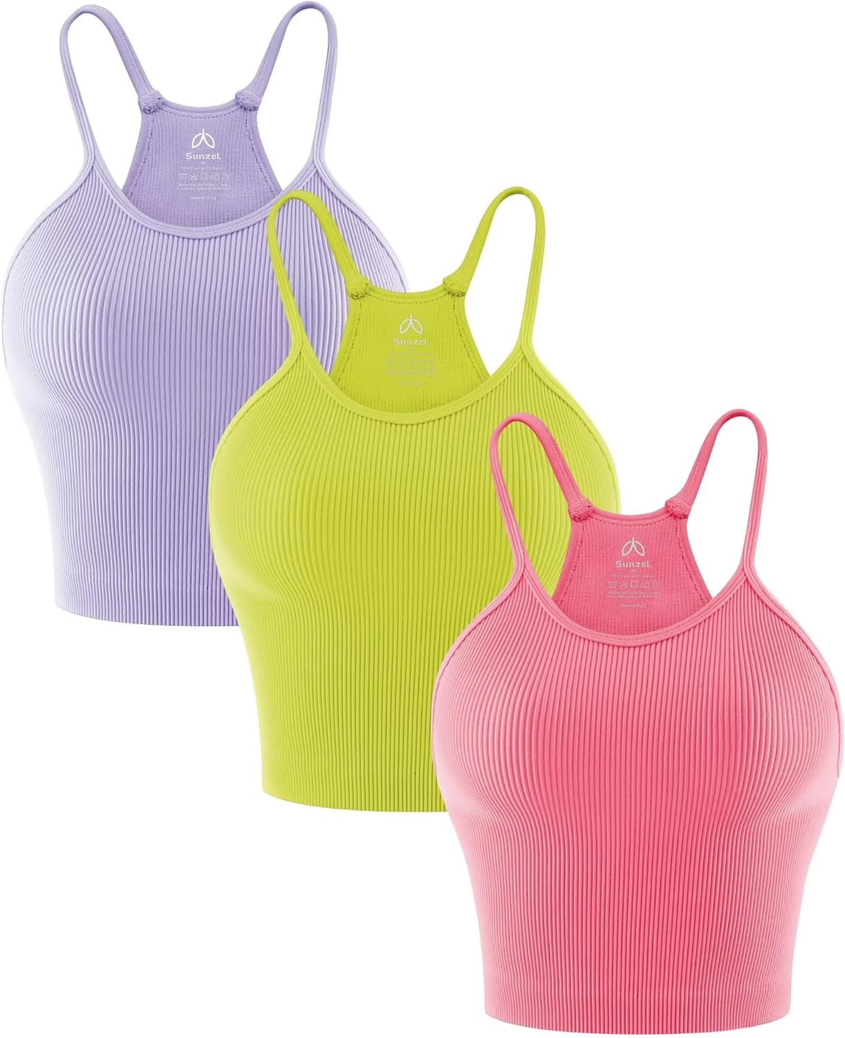 Sunzel Ribbed Crop Tank Top - Seamless Racerback, Slim Fit Stretchy Gym Camisole for Women