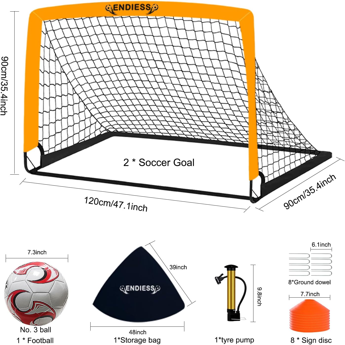 Pop Up Soccer Goals by [Brand Name] - Durable 4'x3' Kids Soccer Net Set with Ball, Pump & Carry Bag