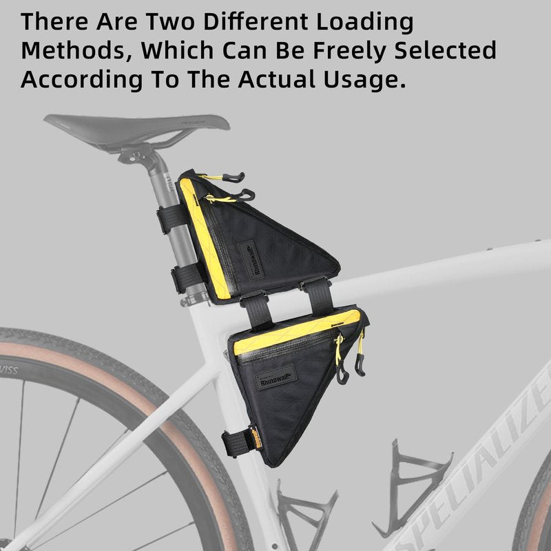 Rhinowalk Bike Frame Bag Waterproof Bike Triangle Bag 0.9L Bicycle Pouch Under Tube Bag Professional Cycling Accessories(S)-Black＆Yellow