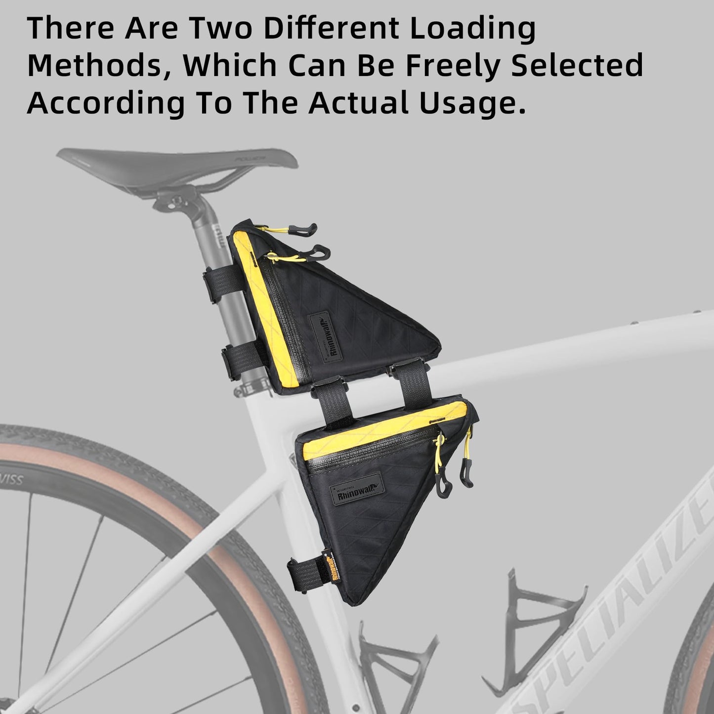 Rhinowalk Bike Frame Triangle Bag, Waterproof Compact Storage Bag with YKK Zippers, Multi-Pocket Design, Doesn’t Rub Legs – 0.9L, Black