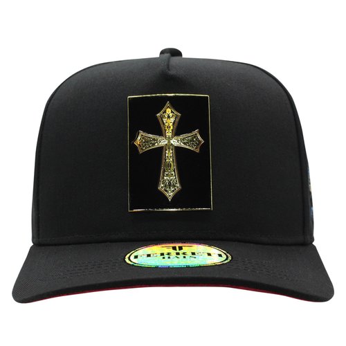 Ferreti - FT105 - Cross Design - Hats - Gorra - Original - Sombrero - Snapback - Adjustable Fit - Premium Embroidered Cross Patch - Black Baseball Cap
