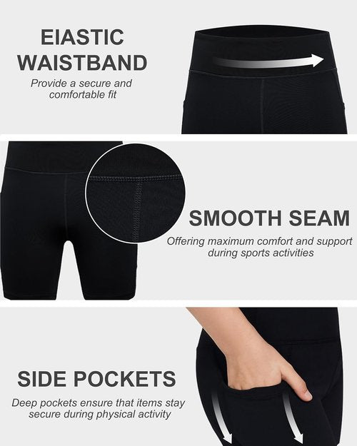 Devoropa Girls Volleyball Shorts - 5" Stretch Spandex Athletic Compression Shorts with Pocket