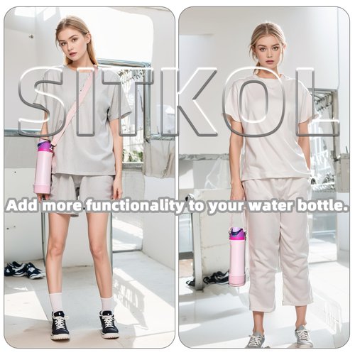 Silicone Boot Set for Owala Water Bottle 24 oz - Includes Non-Slip Sleeve, Shoulder Strap & Handle Strap, Perfect Accessory, Fits Owala Tumbler & Free Sip, Pink