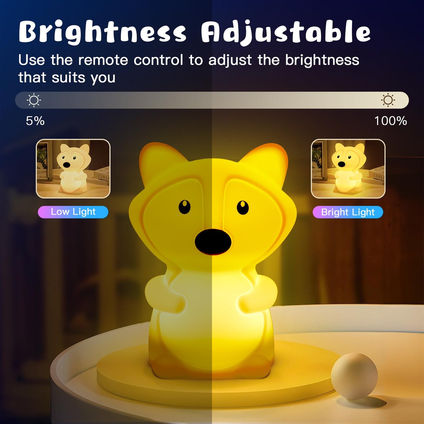 Nice Dream Cat Night Light for Kids, 9 Color Changing Baby Cute Night Light with Remote＆Timer, Rechargeable Cat Kids Night Lamp for Boys Girls Nursery Bedroom, Kawaii Gifts (5.9"x4.7"x4.7")