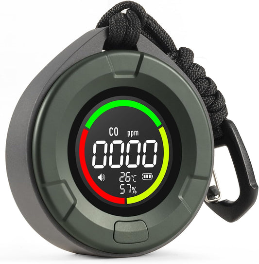 Portable Carbon Monoxide Detector DS-100 - 3-in-1 CO Monitor with Magnetic Back & 140H Standby for Travel, Camping, Hotel, Car & RV
