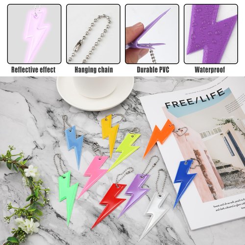 PEUTIER 40pcs Safety Reflector Pendants, 10 Colors Kids Reflective Keychain with Chains Waterproof Double-Sided Reflective Key Chain for Backpack School Bag Walking Running Cycling