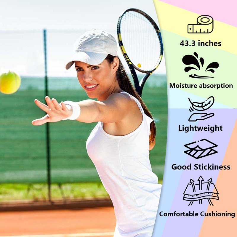 Daxilonyz 12 PCS Tennis Racket Overgrips – Soft & Non-Slip Grip Tape for Tennis, Badminton, Squash (12, Colorful)