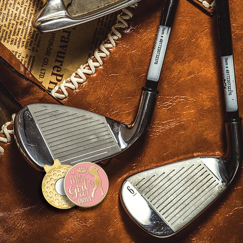 rofiowa This Girl's Got Drive Pink Gold Golf Ball Marker with Hat Clip, Funny Golf Accessories for Women, Christmas Mother's Day Birthday Gifts for Golf Fan Golfer, Novelty Golf Gifts