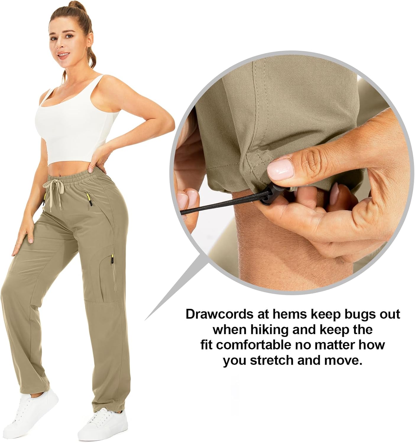 Skiennix Women's Hiking Pants - Quick Dry, Lightweight, UPF 50 | Travel & Golf Cargo with Zipper Pockets