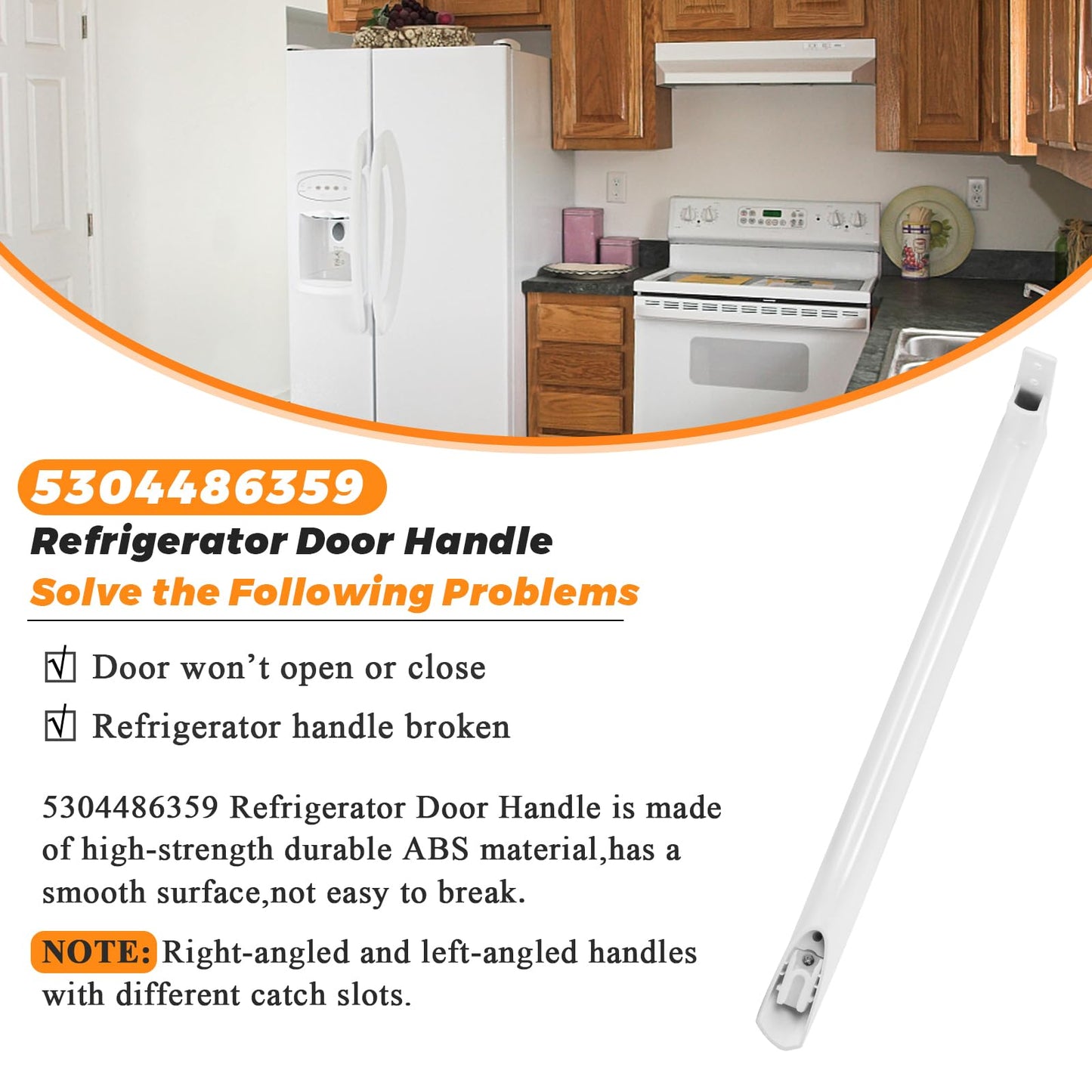 Blutoget 5304486359 5304506469 Refrigerator Door Handle Slope Left 1 Pack Fit for Frigidaire Refrigerator FFTR1814QW4A FFTR1821QW0 FFTR1821QW1 LFTR1814LWK- Replaces 5304504507 242059501 242059504