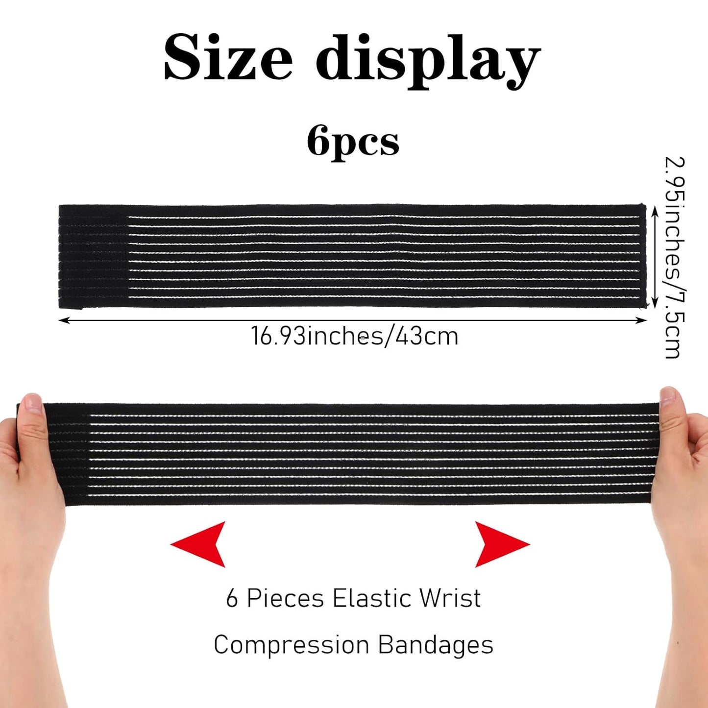 Skiennix High-Elastic Wrist Support Straps - Breathable Compression Wraps for Carpal Tunnel & Arthritis | 6 Pcs Set