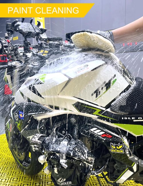 Ultrafashs Motorcycle Dirtbike Wash Kit - Premium Cleaning and Detailing Set for Mudguard,Rims and Paint.Includes Motorcycle Cleaner(560ML),Chain Clean(300ML) Dry Lubricant(120ML)