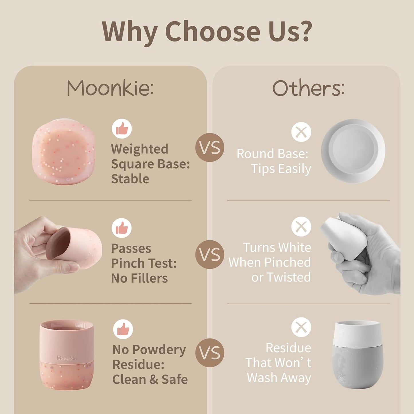 Moonkie Baby Training Cup Set - Essential Sippy Cups for Baby-Led Weaning | 2 Pack in Blush | 4 Months+