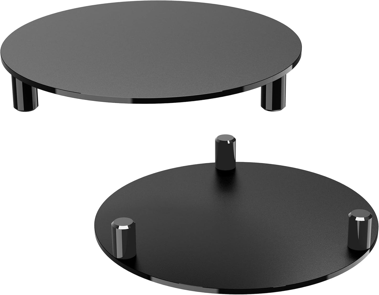 SVENJBB Black Round Pedestal Riser Board - 7 Inch 2-Pack | Decorative Acrylic Display Stand for Home & Kitchen