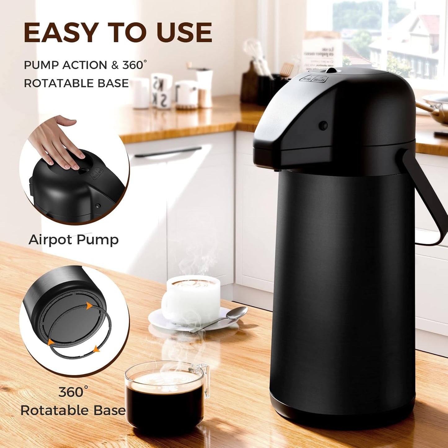 102OZ Insulated Coffee Carafe - Stainless Steel Airpot Dispenser for Hot Drinks