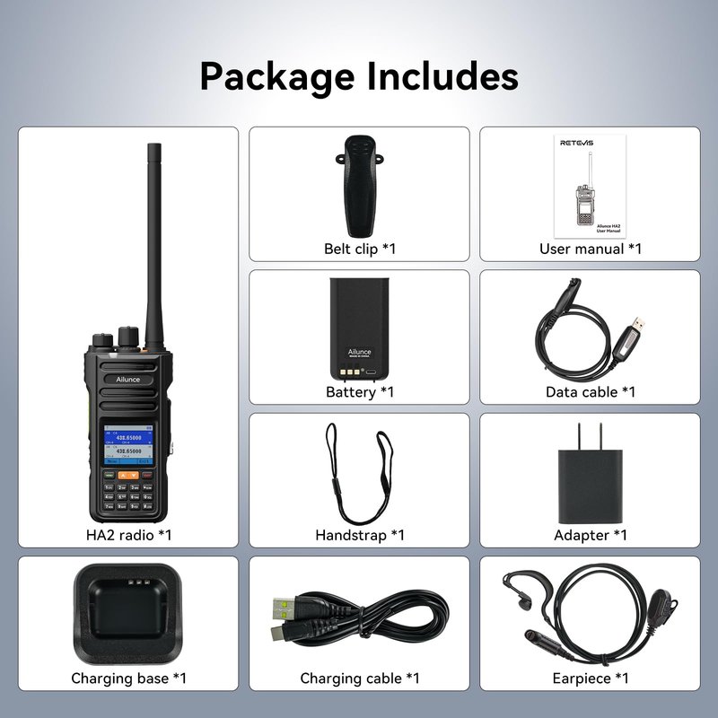 Retevis Ailunce HA2 Ham Radio Handheld with Earpiece, APRS, Chirp, Bluetooth APP Control, High Power Dual Band Ham Radio, Air Band Reception, IP67 Waterproof Walkie Talkie for Emergency Outdoor
